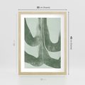 Plakat w ramie 30x40 - Nurtująca Kompozycja Zieleni - abstrakcyjne delikatne zielone linie, podobne do gałęzi kwiatów - rama drewno