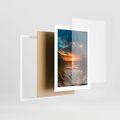 Plakat w ramie 30x40 - Magia zachodu słońca na plaży - zachód, słońca - rama biała