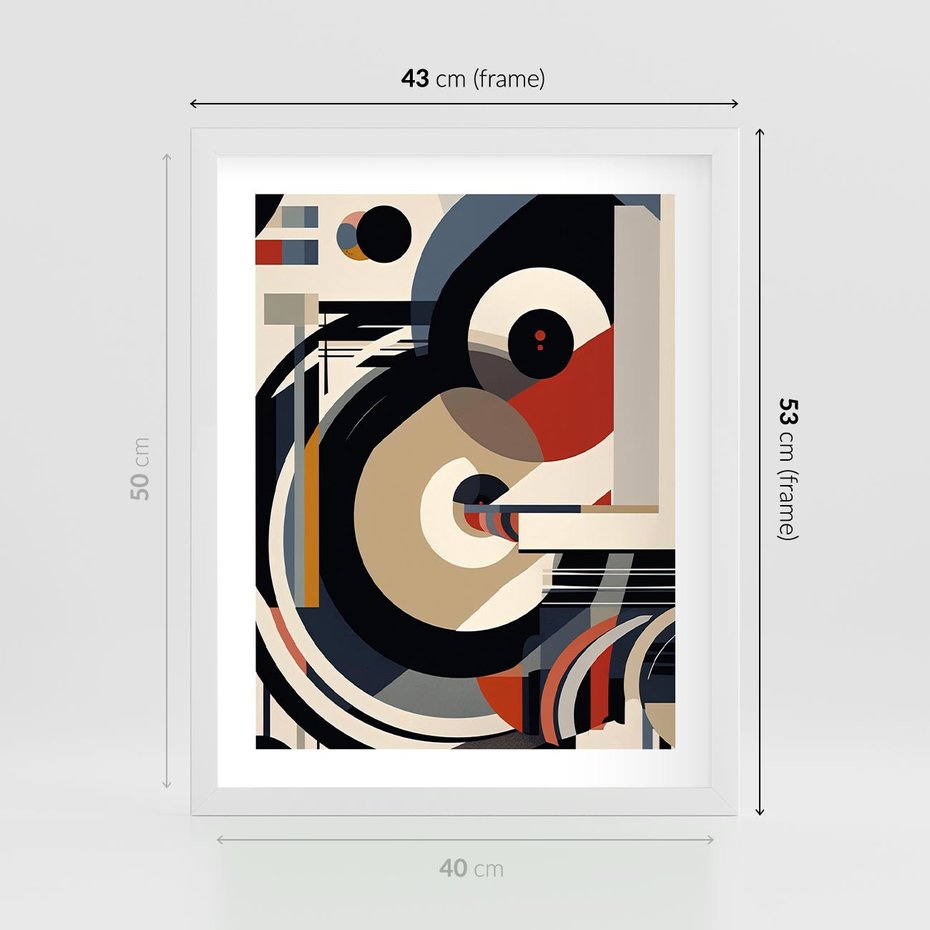 Plakat w ramie 40x50 - Wibracje Marzeń - abstrakcyjny obraz, geometryczne koła - rama biała