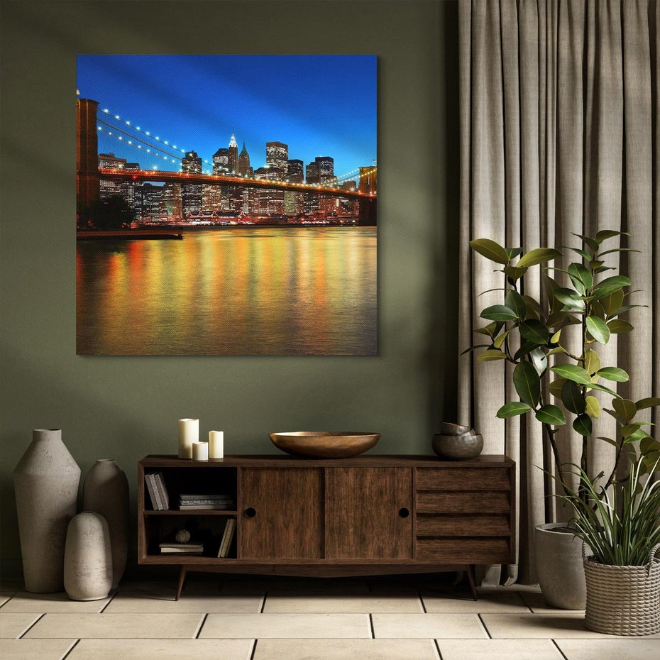 Obraz na płótnie 50x50 - Symbol nowojorskiego krajobrazu: most Brooklyn - most, NY