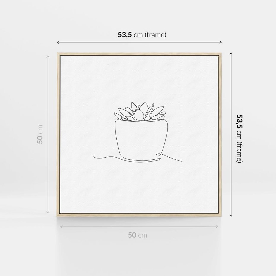 Obraz w ramie 50x50 - Rozkwitające Echa - szkic, minimalizm - rama drewno