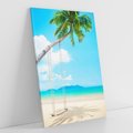 Obraz na płótnie 50x70 - Hawajska palma i huśtawka na plaży - palma, huśtawka