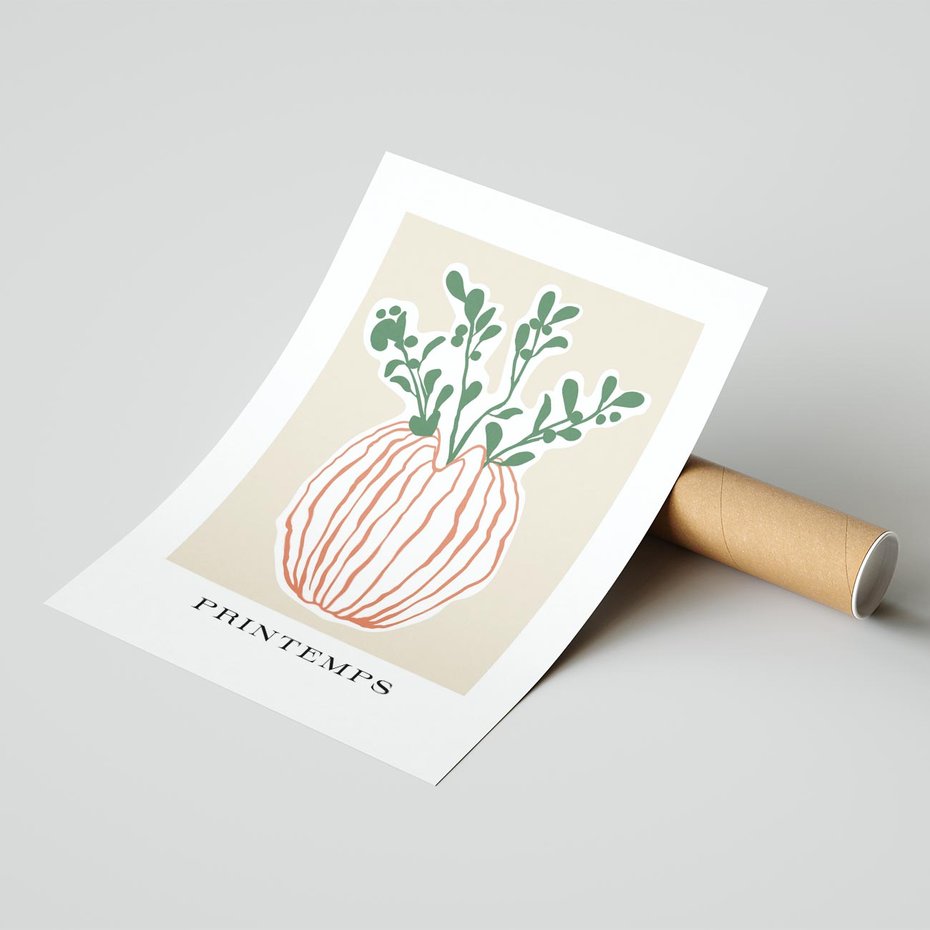 Plakat bez ramy 50x70 - Boho Refleksje Natury - gałązki w wazonie, typografia