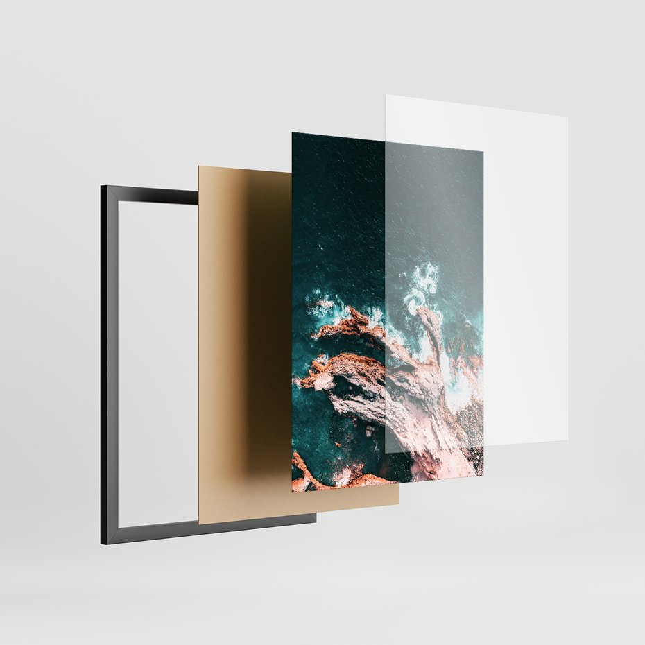 Zestaw obrazy w ramie 50x70 galeria - Typografia, morze, ocean, fale - rama czarna