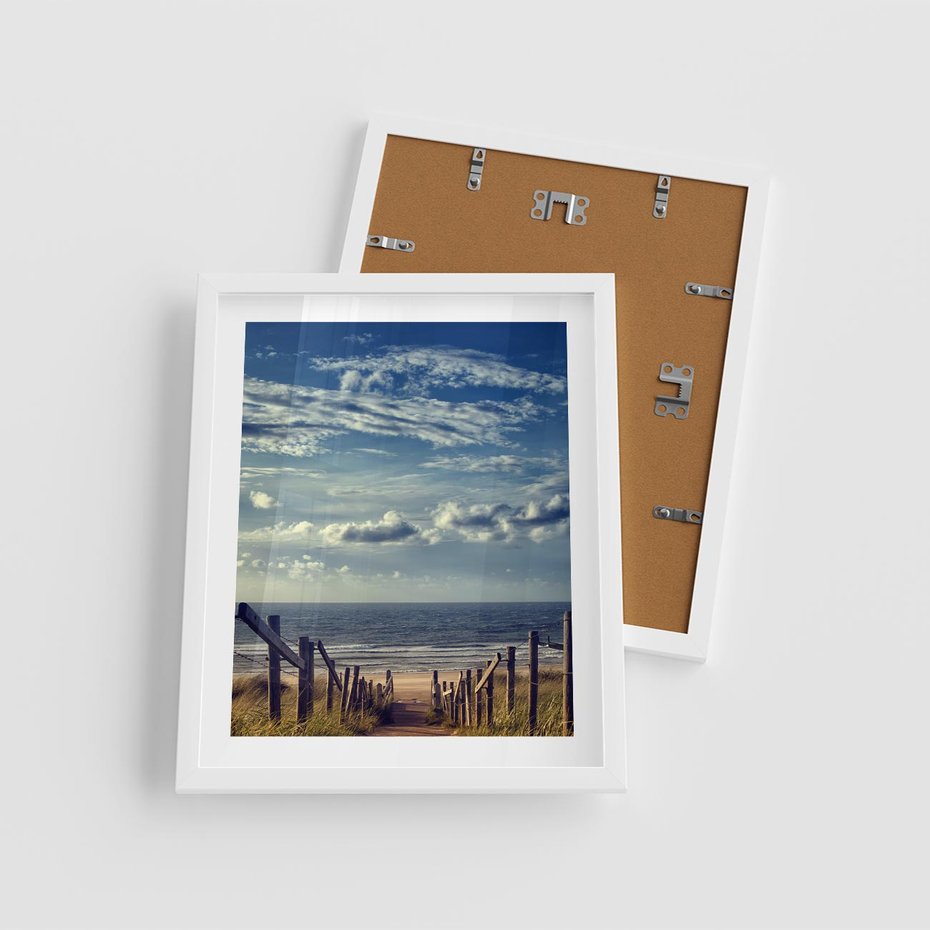 Plakat w ramie 40x50 - Plaża i morze - plaża, morze - rama biała
