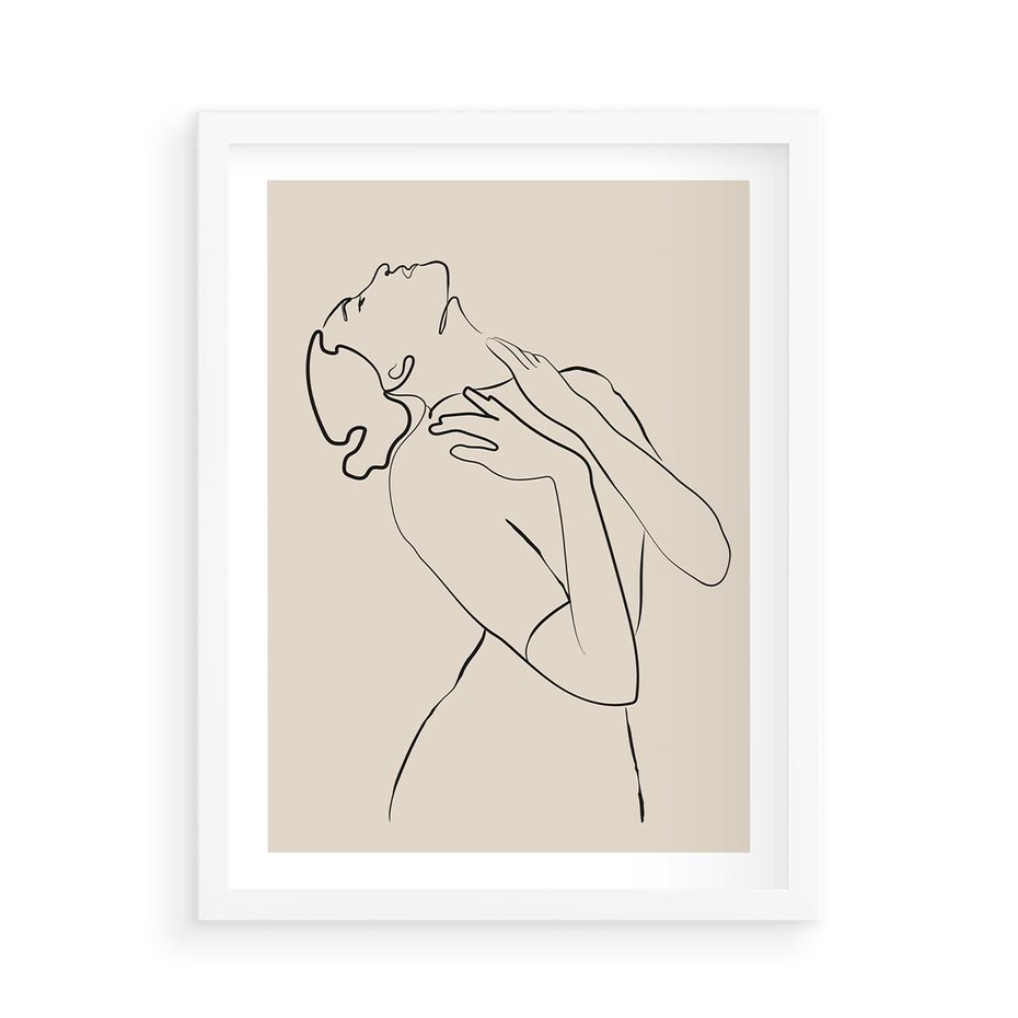 Plakat w ramie 50x70 - Bezkresny Taniec - kobieta, szkic - rama biała