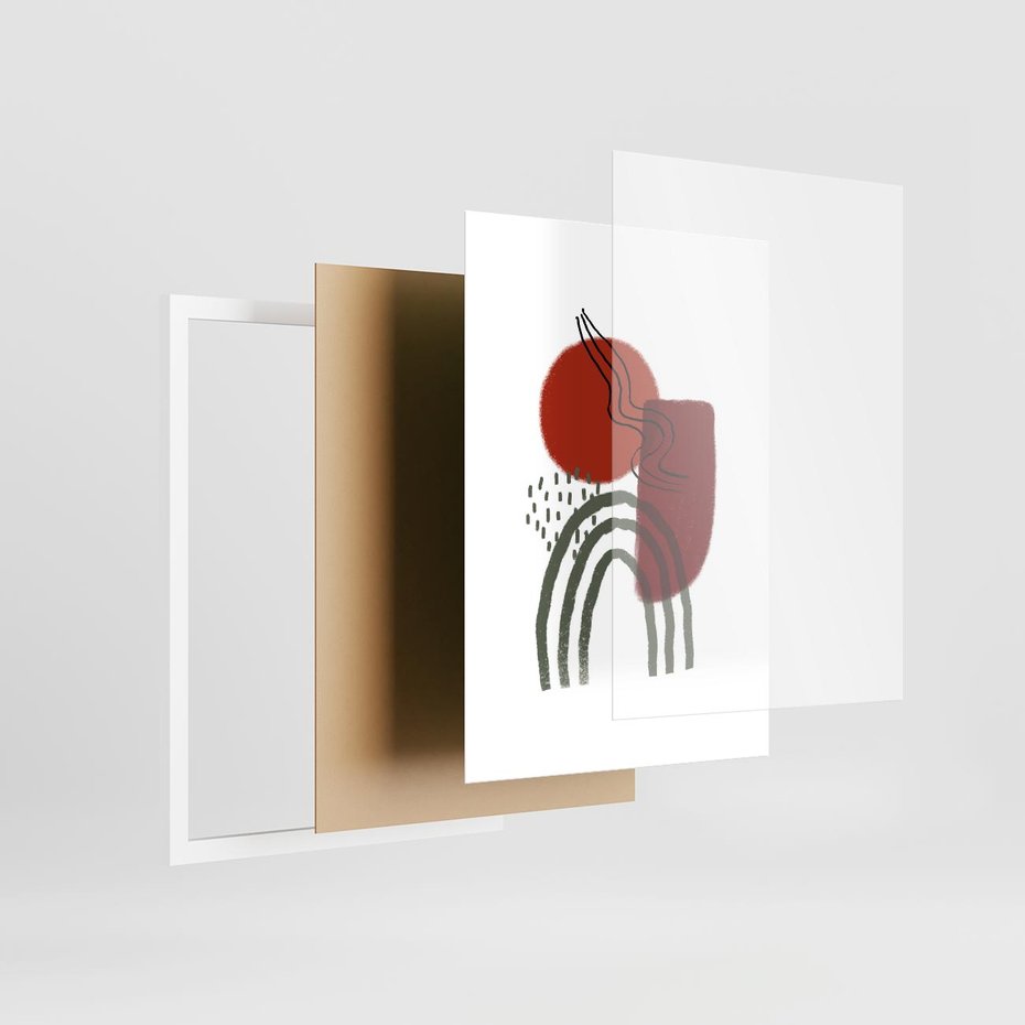 Plakat w ramie 50x70 - Abstrakcyjne Pulsacje - abstrakcyjna sztuka, boho kształty - rama biała