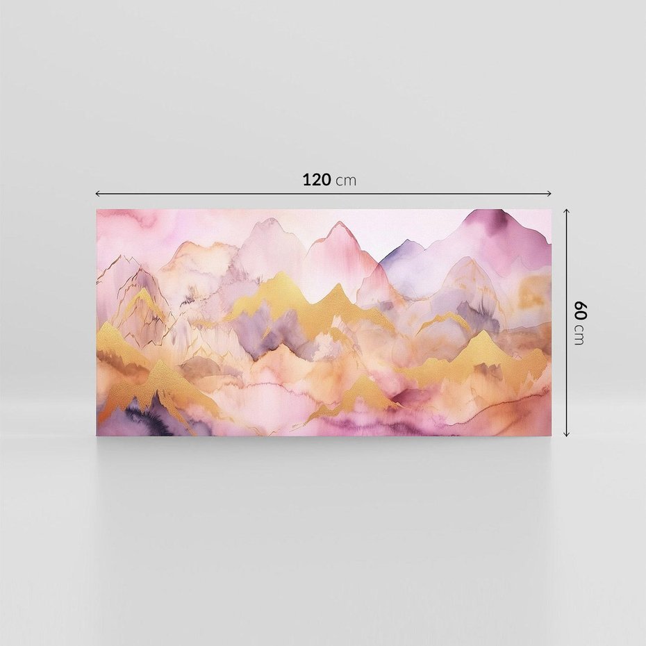 Obraz na płótnie 120x60 - Pastelowe Wzgórza - pastelowe, różowe góry