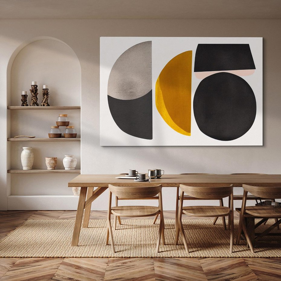 Obraz na płótnie 120x80 - Tajemnice sztuki odkryte - geometryczne półkola, kształty