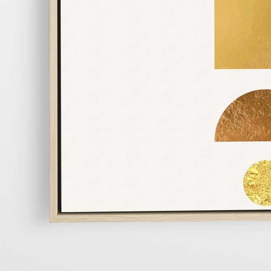 Obraz w ramie 50x50 - Abstrakcyjne Wzory - geometryczne złote kształty, tekstura - rama drewno