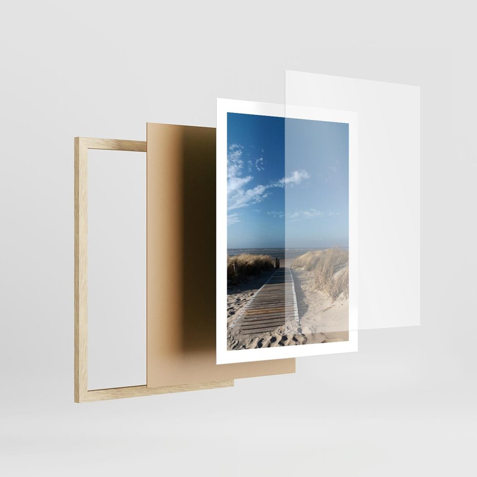 Plakat w ramie 50x70 - Boho na Plaży - plaża, pomost - rama drewno