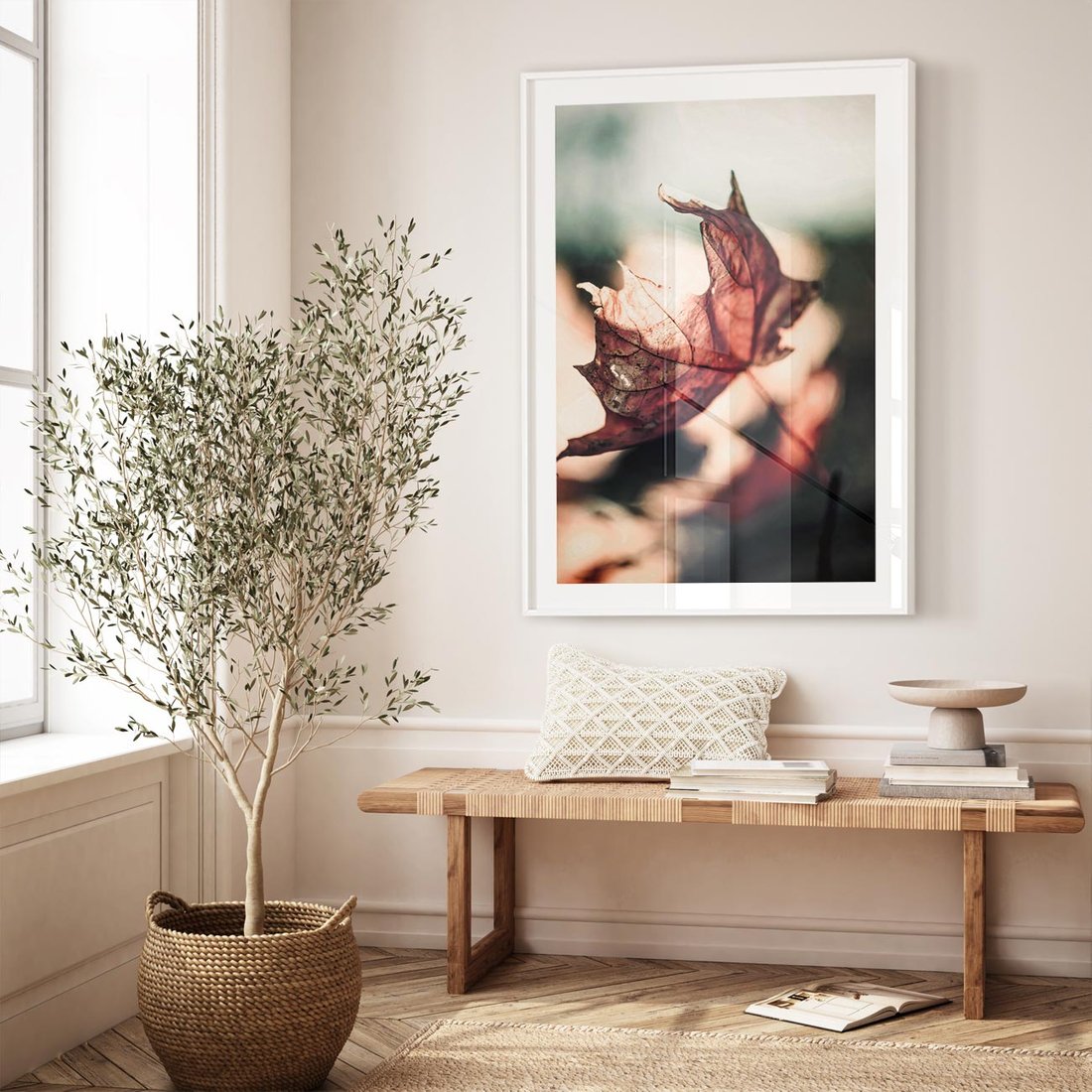 Plakat bez ramy 40x50 - Liść w Jesieni - jesienny liść, czerwony