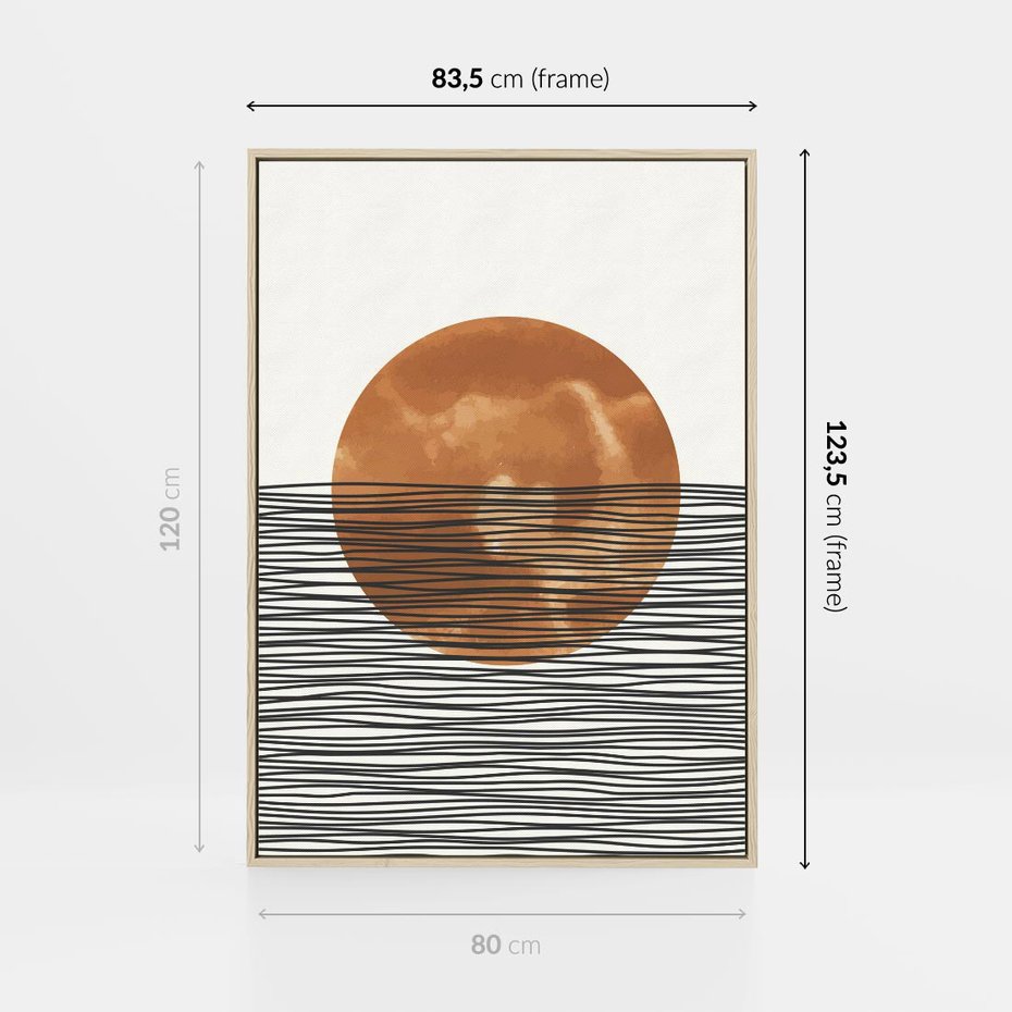 Obraz w ramie 80x120 - Okrąg Mocy - boho obraz, geometria - rama drewno