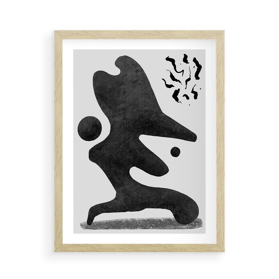 Plakat w ramie 50x70 - Abstrakcja w Monochromii - nowoczesna grafika, abstrakcja - rama drewno