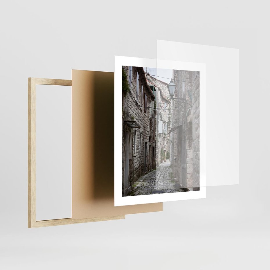 Plakat w ramie 40x50 - Malownicza uliczka we Włoszech - uliczka, Włoch - rama drewno