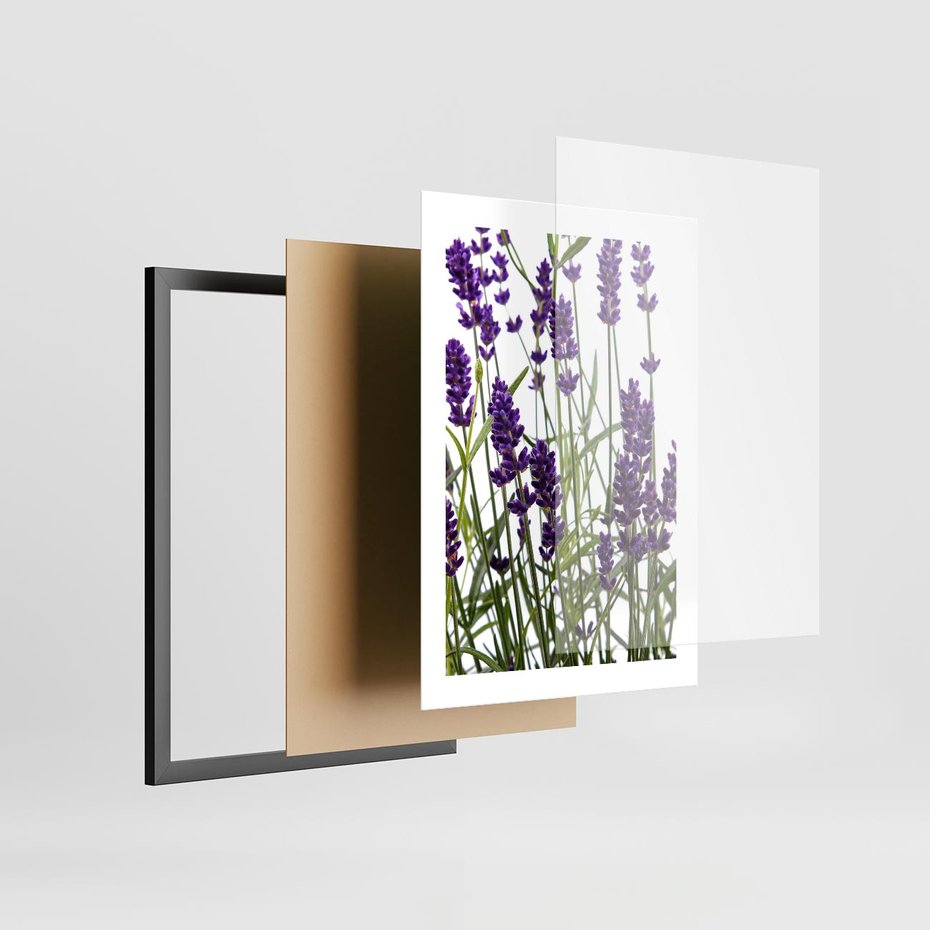 Plakat w ramie 30x40 - Fioletowa harmonia lawendy - lawenda, fiolet - rama czarna