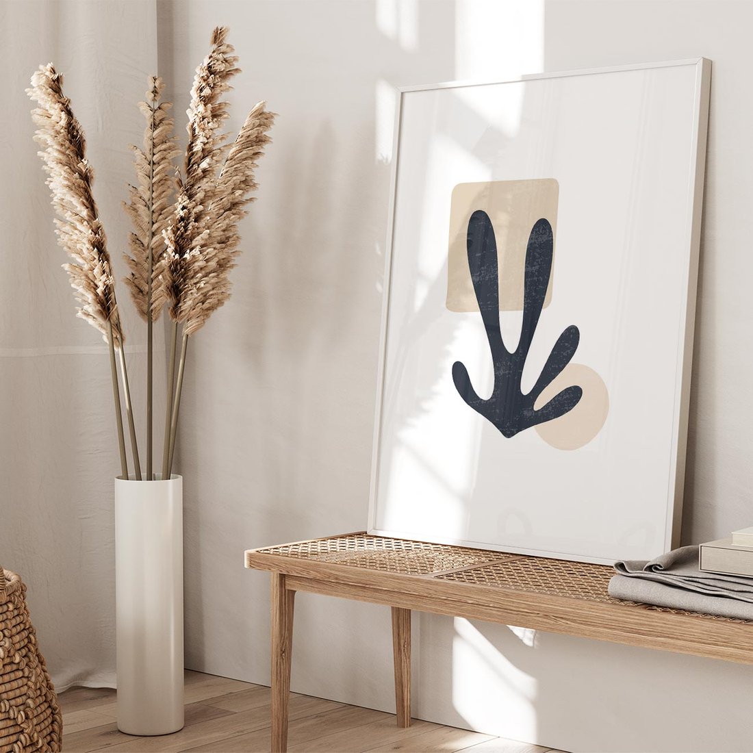 Plakat bez ramy 50x70 - Granatowa Odsłona - minimalistyczna nowczesna grafika, styl matisse