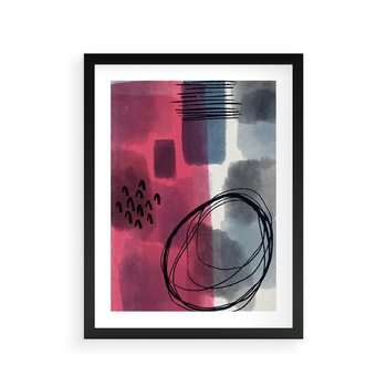 Plakat w ramie 30x40 - Formy w Różu i Granacie - abstrakcja, różne formy - rama czarna