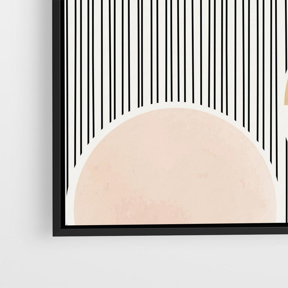 Obraz w ramie 50x50 - Przenikające Kształty - abstrkacyjna nowoczesna sztuka, koła okręgi - rama czarna