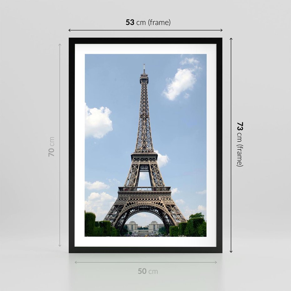 Plakat w ramie 50x70 - Paryż z wieżą Eiffla - Eiffla, Paryż - rama czarna