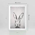 Plakat w ramie 50x70 - Szkicowany królik w grafice - szkic, królik - rama biała