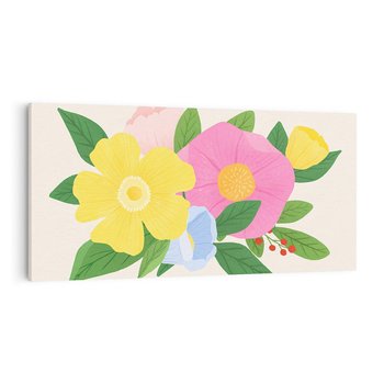 Obraz na płótnie 100x50 - Kwiatowy Uśmiech - kwiaty, akwarela