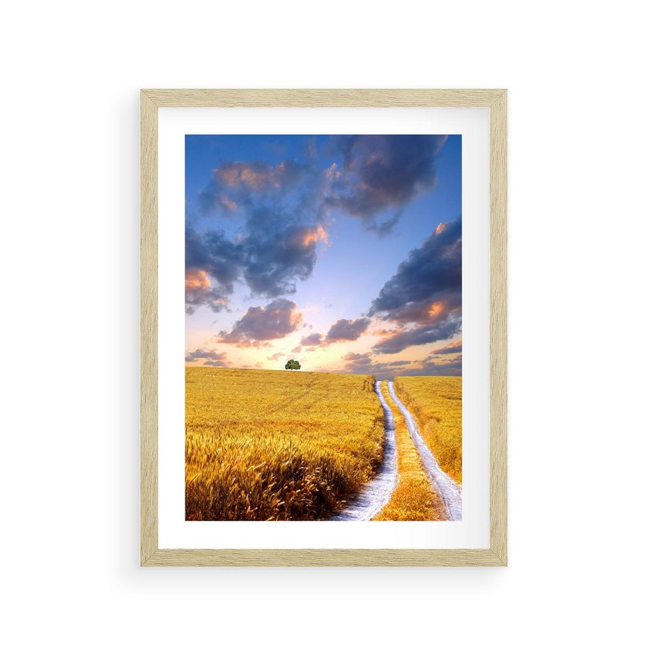 Plakat w ramie 30x40 - Magiczna droga w lesie - droga, ścieżka - rama drewno