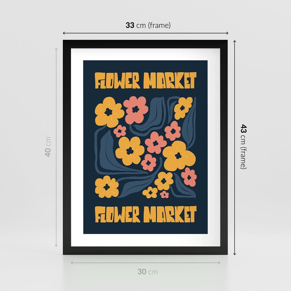 Plakat w ramie 30x40 - Impulsy Rozkwitu - plakat, granatowe tło - rama czarna