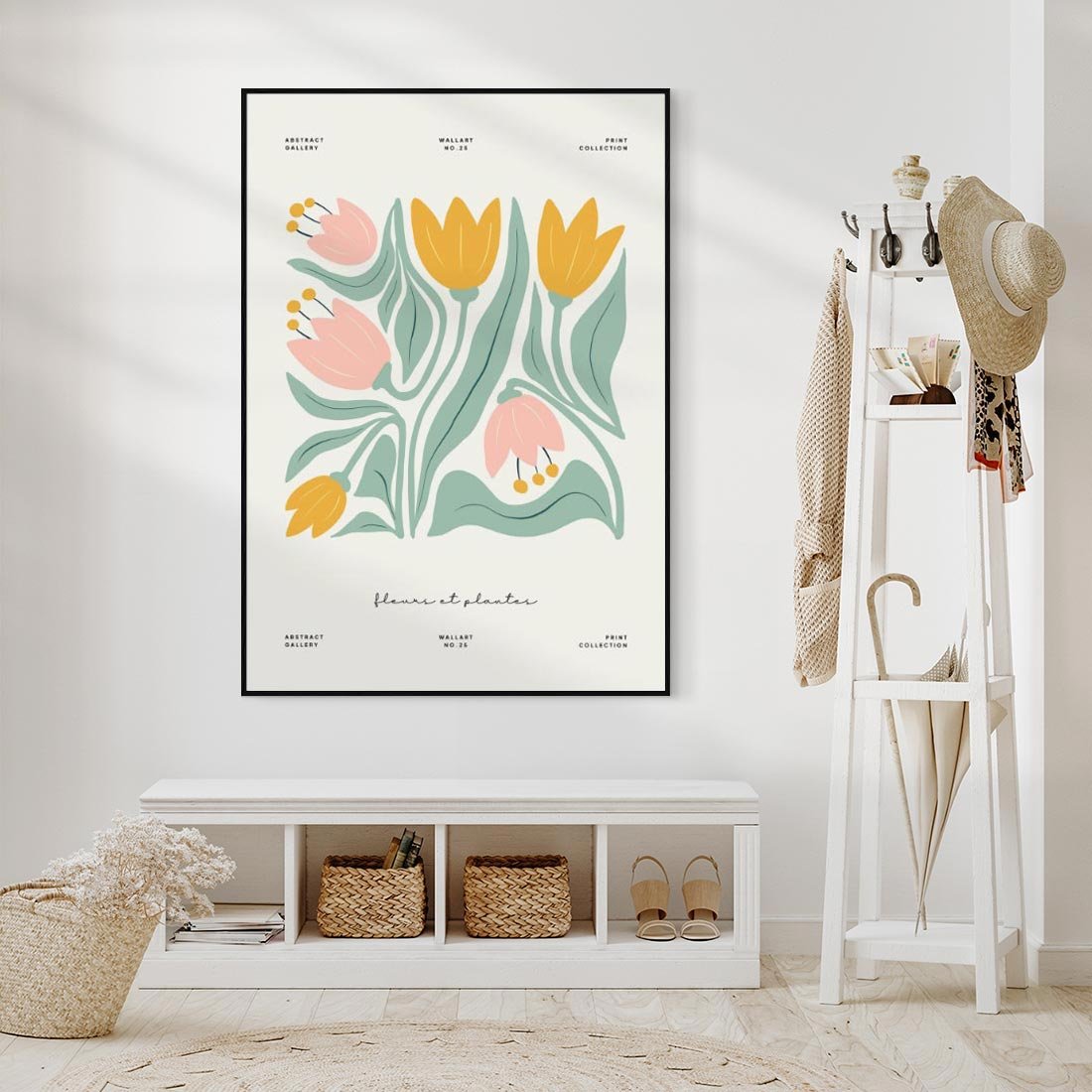 Obraz w ramie 50x70 - Tajemnicza Aura - kwiaty, nowoczesna abstrakcja - rama czarna