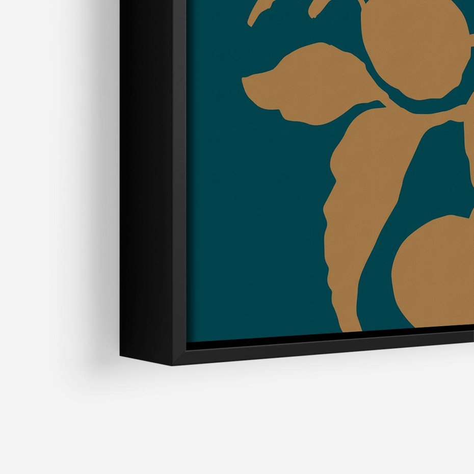 Obraz w ramie 50x50 - Boho Ekspresja Emocji - abstrakcyjna boho grafika, ciemne zielone tłó - rama czarna