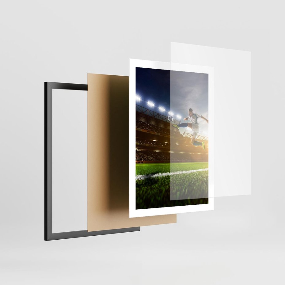 Plakat w ramie 50x70 - Gol! Magia piłki nożnej - gol, piłka - rama czarna