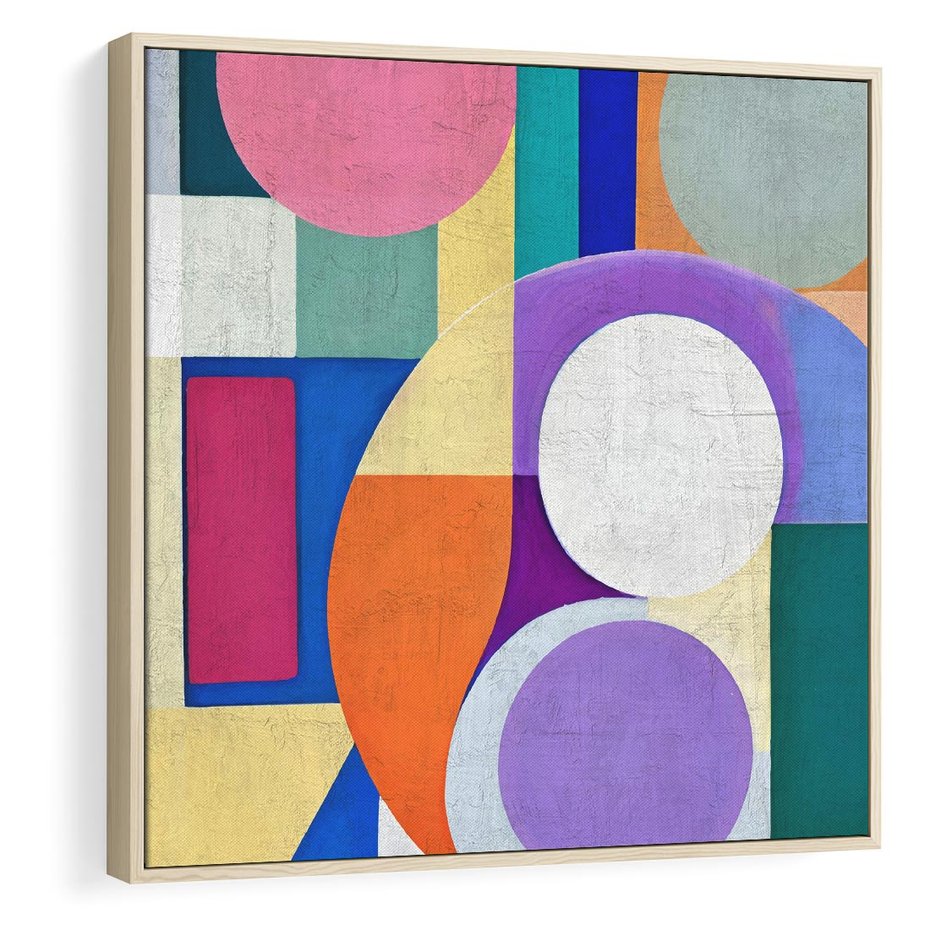 Obraz w ramie 50x50 - Migotliwe Impulsy Dźwięku - różne geometryczne formy, koła - rama drewno