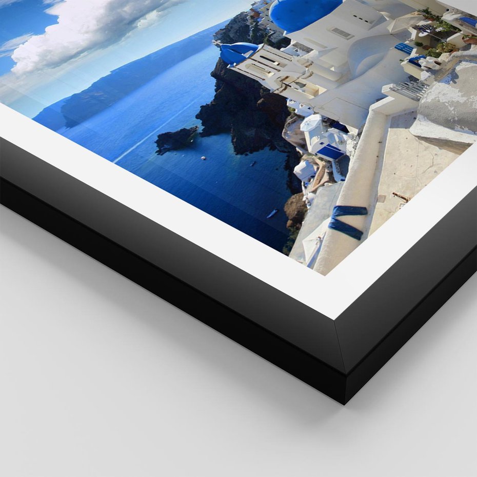 Plakat w ramie 50x70 - Magiczne Widoki - Santorini, perspektywa - rama czarna