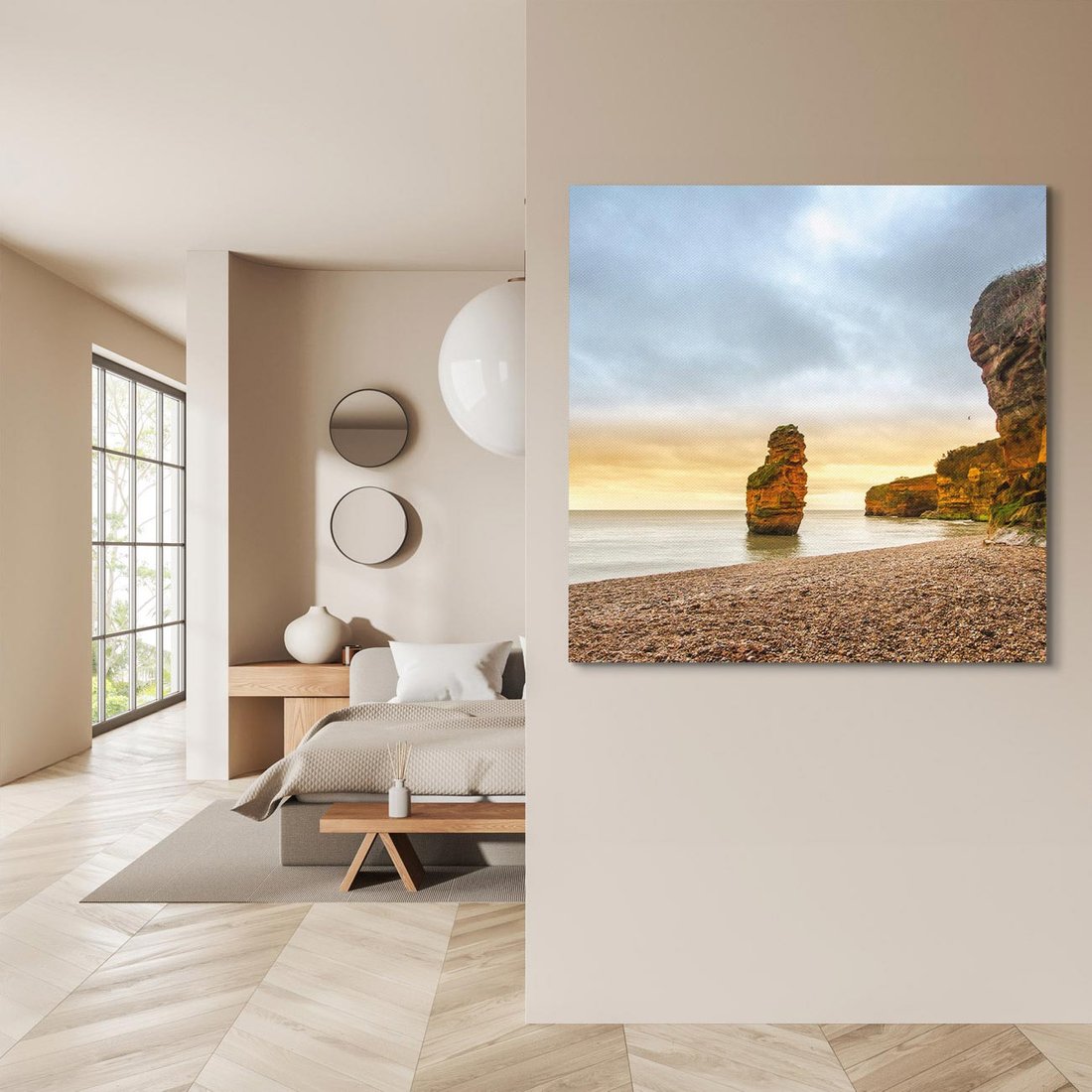 Obraz na płótnie 40x40 - Plaża Morza z Skałami - plaża, morze
