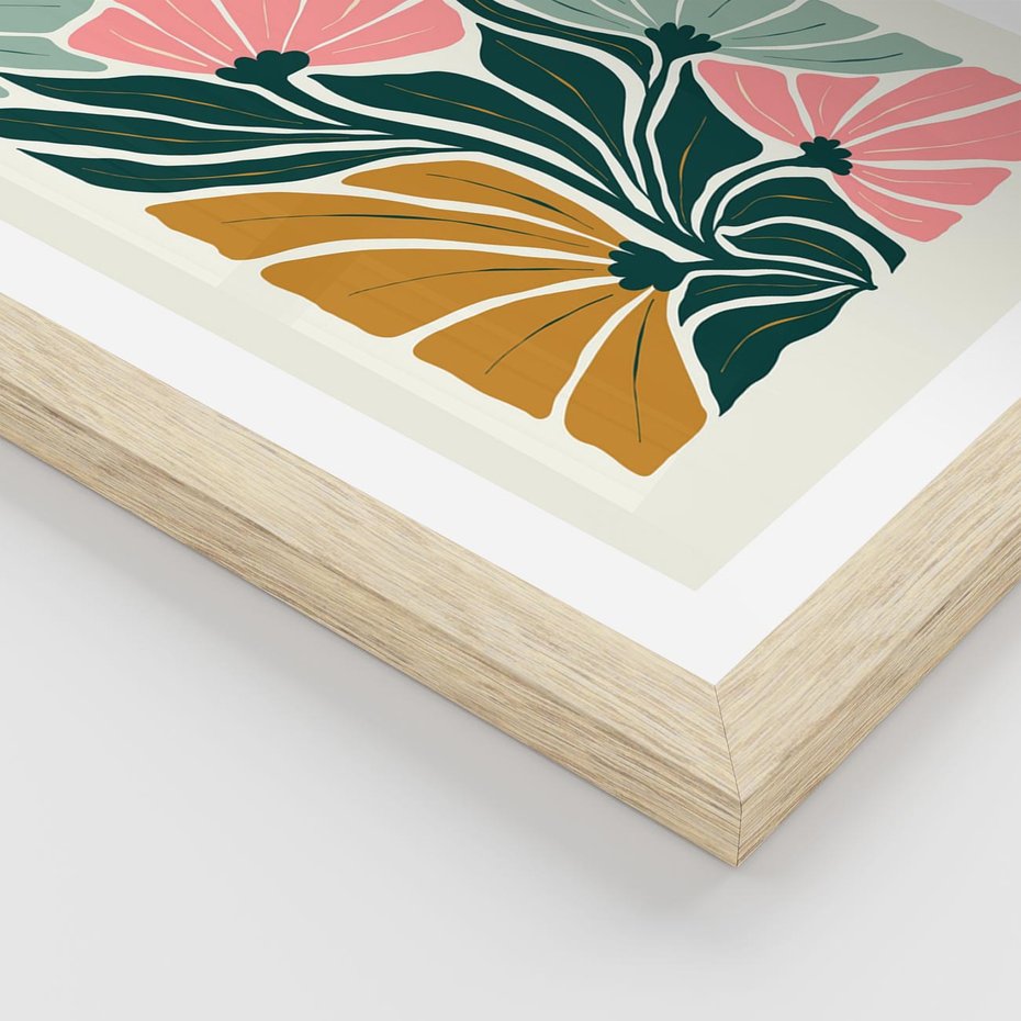 Plakat w ramie 50x70 - Rozplątane Myśli - abstrakcyjna kompozycja, pastelowe kwiaty - rama drewno