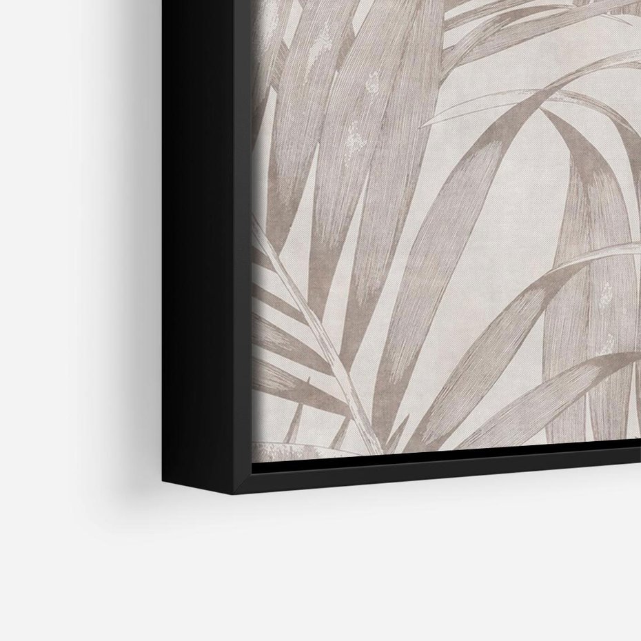 Obraz w ramie 70x50 - Odsłonięte liściowe wspomnienia - monochromatyczne, kolory sepii - rama czarna