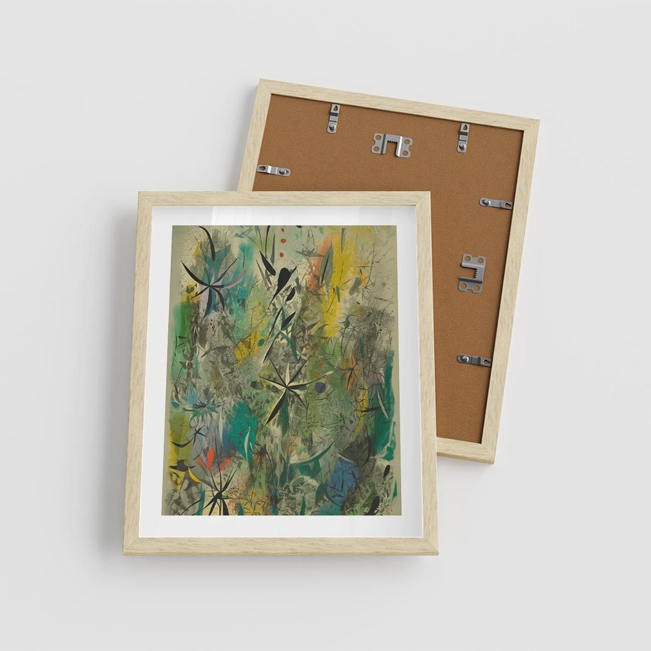 Plakat w ramie 40x50 - Tajemnicze Konstrukcje Form - abstrakcyjny obraz, mnogość kolorów - rama drewno