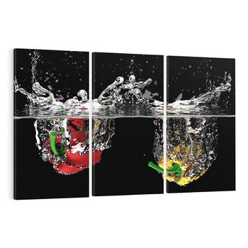 Obraz na płótnie 120x80 - Papryka Warzywna Eksplozja - papryka, woda