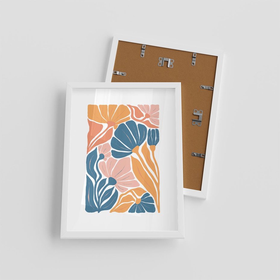 Plakat w ramie 30x40 - Wibracje Kolorowych Wiatrów - kwiaty, pastelowe kolory - rama biała