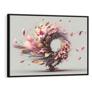 Obraz w ramie 100x70 - Kwiatowy Wir - nowoczesna grafika komputerowa, wir z kwiatów - rama czarna