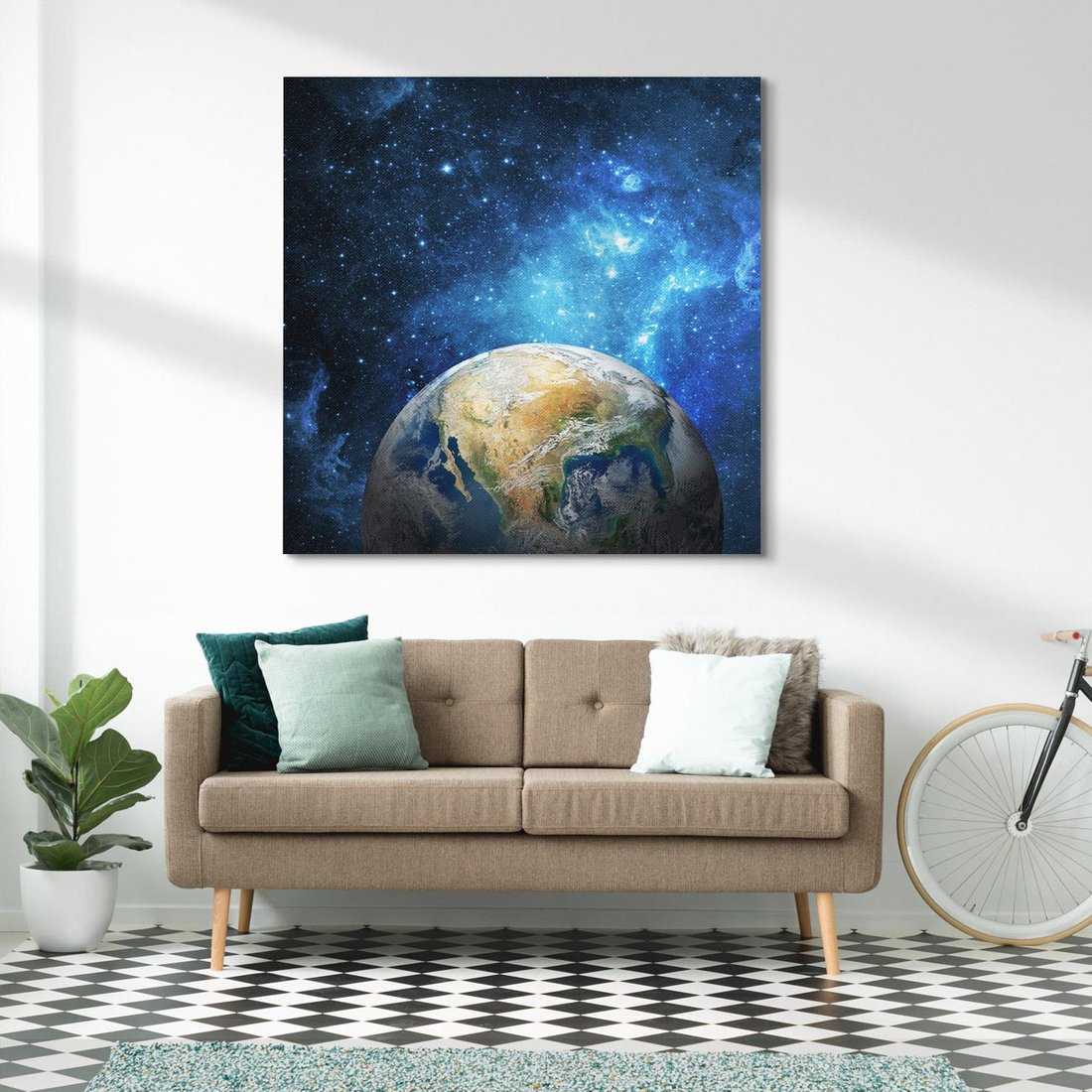Obraz na płótnie 70x70 - Kosmiczne Horyzonty - Ziemia, kosmos