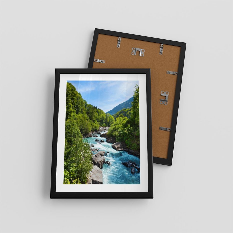 Plakat w ramie 30x40 - Górski strumyk - strumyk, góry - rama czarna