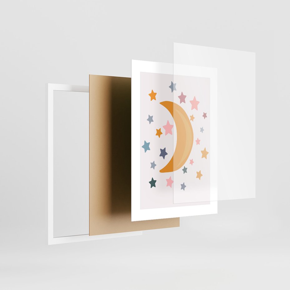 Zestaw obrazy w ramie 50x70 galeria - Plakaty, dla, dzieci, tęcza - rama biała