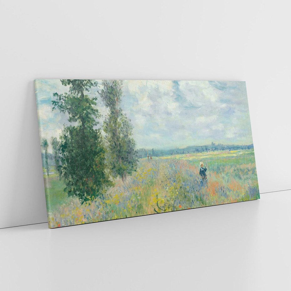 Obraz na płótnie 140x70 - Pola makowe w okolicach Argenteuil (1875), Claude Monet - Reprodukcja - reprodukcja, obraz na płótnie