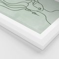 Plakat w ramie 30x40 - Spokojne Objęcia Natury - abstrakcja, zielony szkic - rama biała