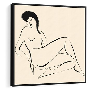 Obraz w ramie 50x50 - Piękno w Minimalizmie - abstrakcyjny rysunek, minimalistyczna kreska - rama czarna