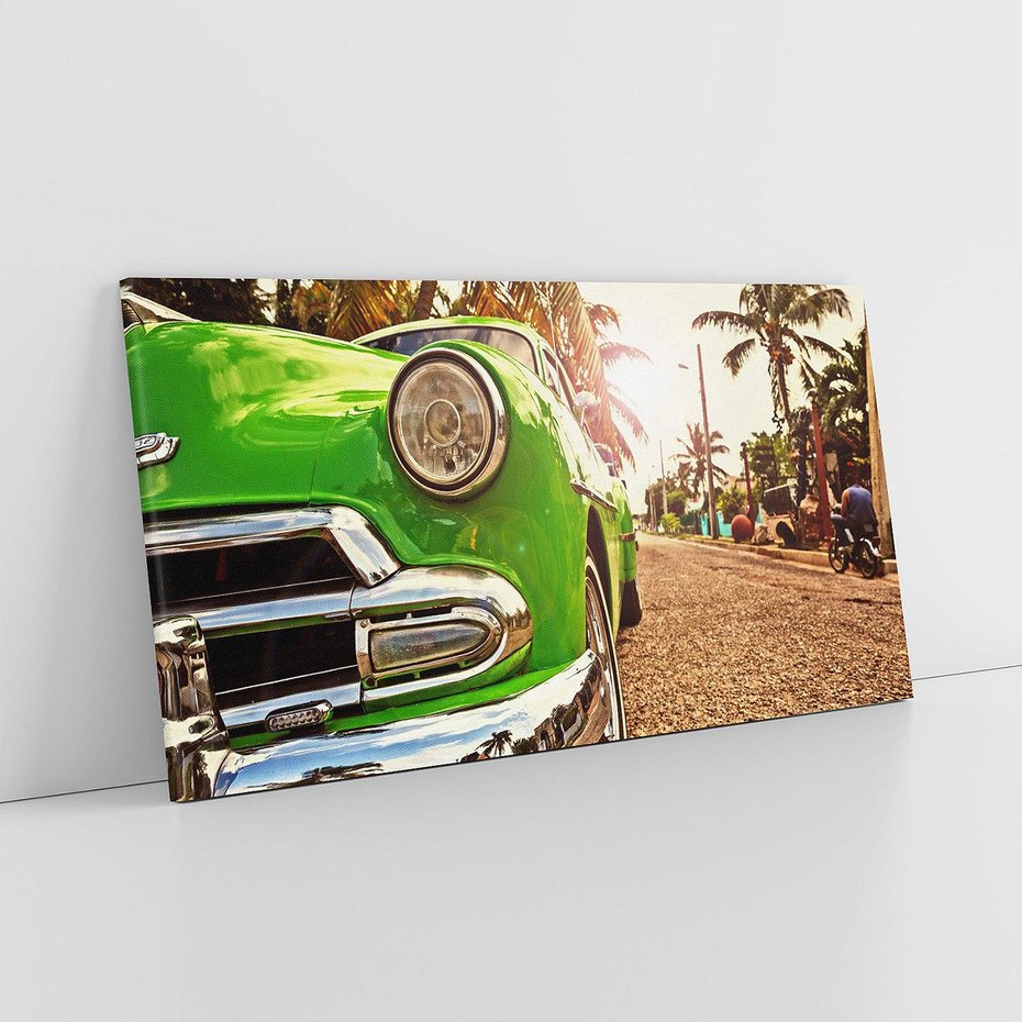 Obraz na płótnie 120x60 - Kubańska przygoda: TAXI przez Hawanę - Kuba, Hawana