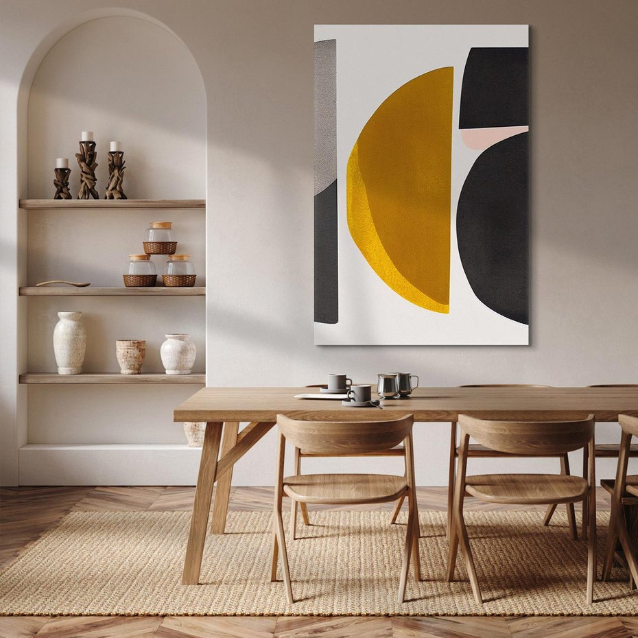 Obraz na płótnie 50x70 - Tajemnice sztuki odkryte - geometryczne półkola, kształty