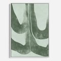 Obraz w ramie 70x100 - Nurtująca Kompozycja Zieleni - abstrakcyjne delikatne zielone linie, podobne do gałęzi kwiatów - rama biała