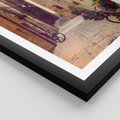 Plakat w ramie 30x40 - Rowerowa przygoda w uliczkach pełnych perspektywy - uliczka, perspektywa - rama czarna